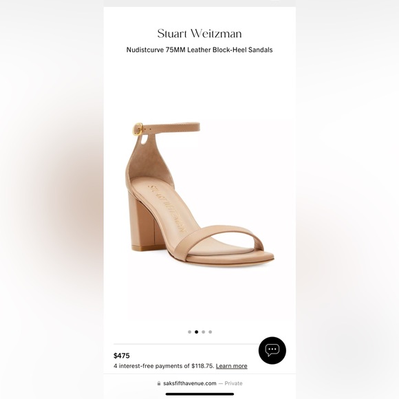 Stuart Weitzman 75mm Nudist
Curve Block Sandals Nude - Picture 13 of 15